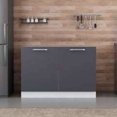 Minar Mutfak Alt Modül 2K 120Cm Evye Dolap Beyaz/Antrasit - A1