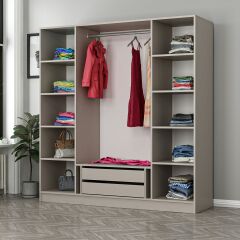 Kale 4 Bölmeli 2 Çekmeceli Giyinme Dolabı Kumtaşı