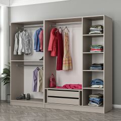 Kale 5 Bölmeli 2 Çekmeceli Giyinme Dolabı Kumtaşı