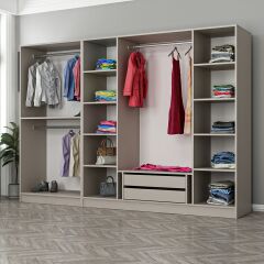 Kale 6 Bölmeli 2 Çekmeceli Giyinme Dolabı Kumtaşı