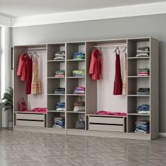 Kale 7 Bölmeli 4 Çekmeceli Giyinme Dolabı Kumtaşı